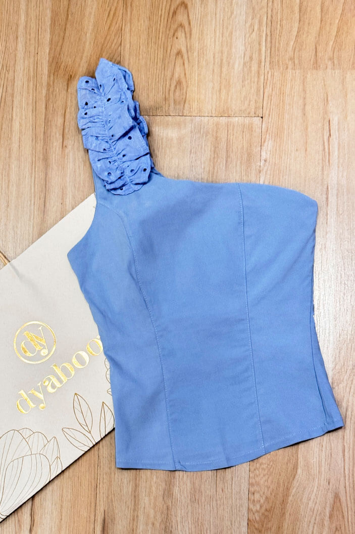 Blusa Larga solo hombro para mujer dyaboo DF02212 azul