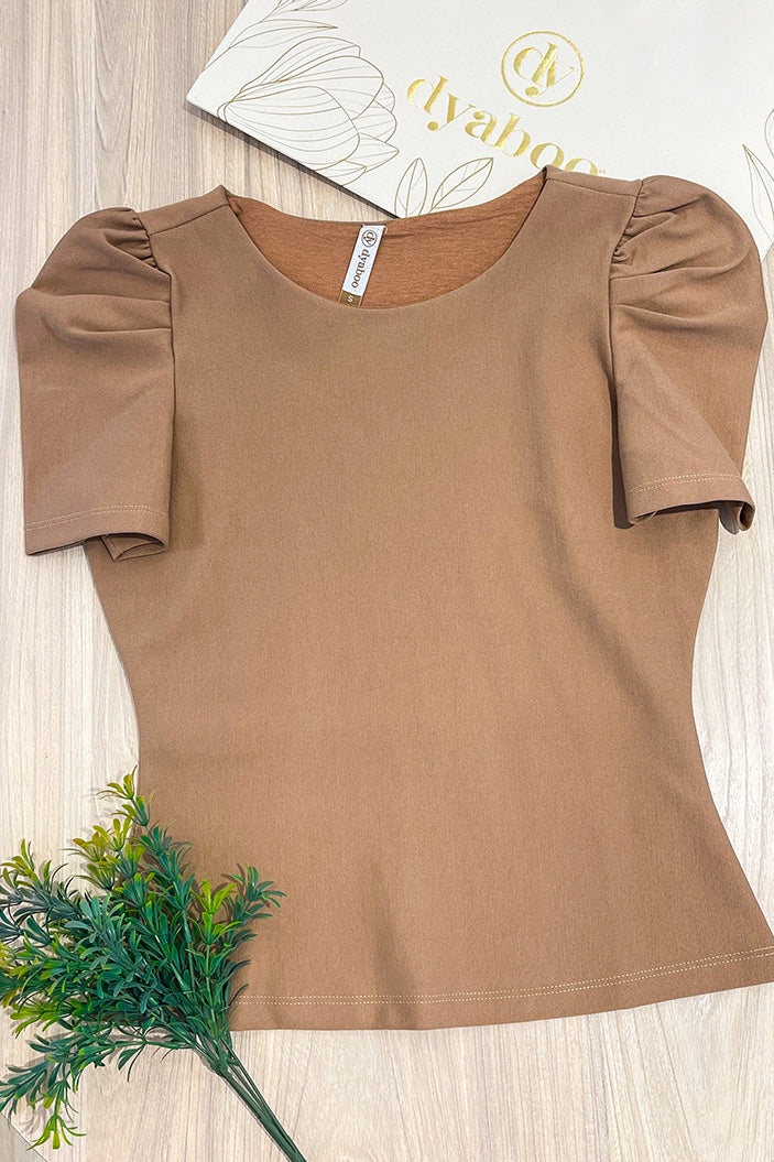 Blusa basica Manga Corta 1102017 silueta ajustada para mujer dyaboo caqui 9