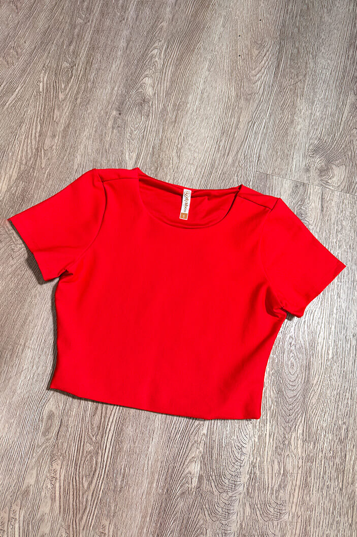 Blusa basica corta para mujer dyaboo 5240023 rojo