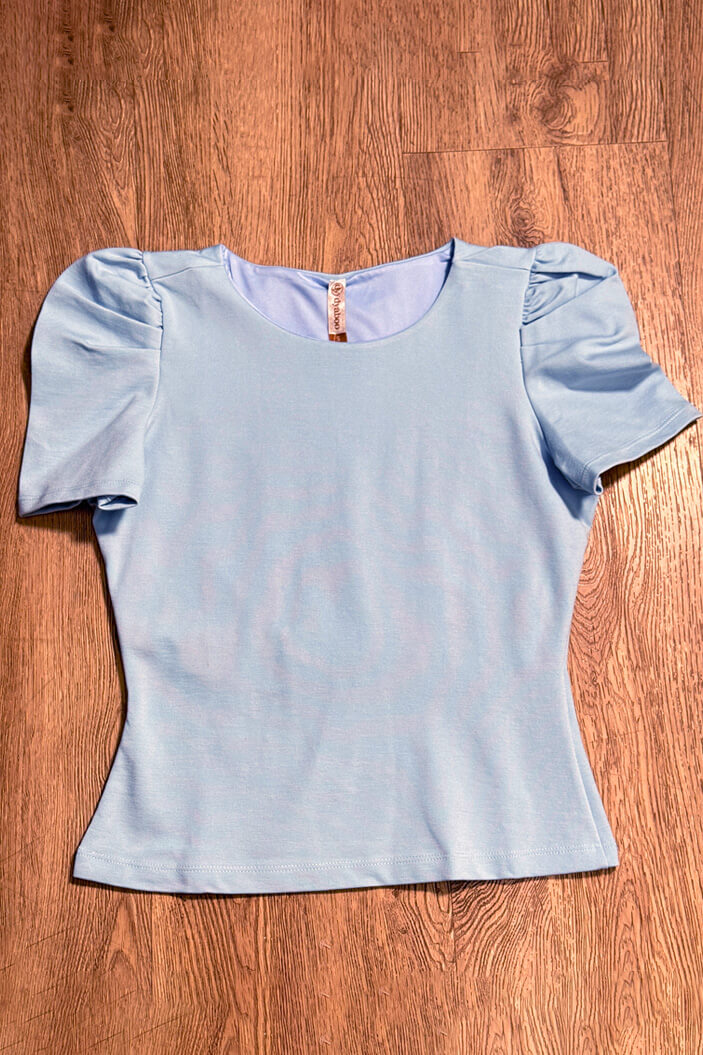 Blusa basica manga Corta 1102017 silueta ajustada para mujer dyaboo azul 10