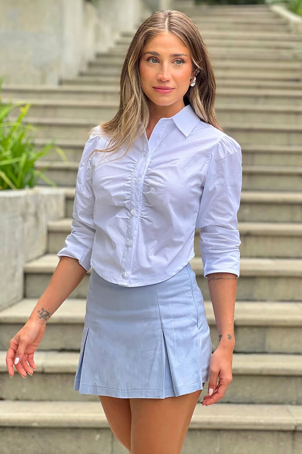 Camisa Camisera corta blanca dyaboo DF21209