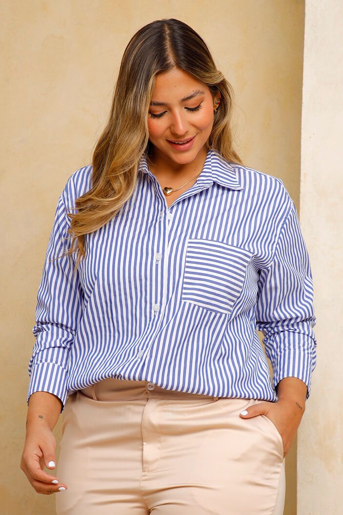 Camisera Pluss DP21040 rayas azul para mujer dyaboo 02