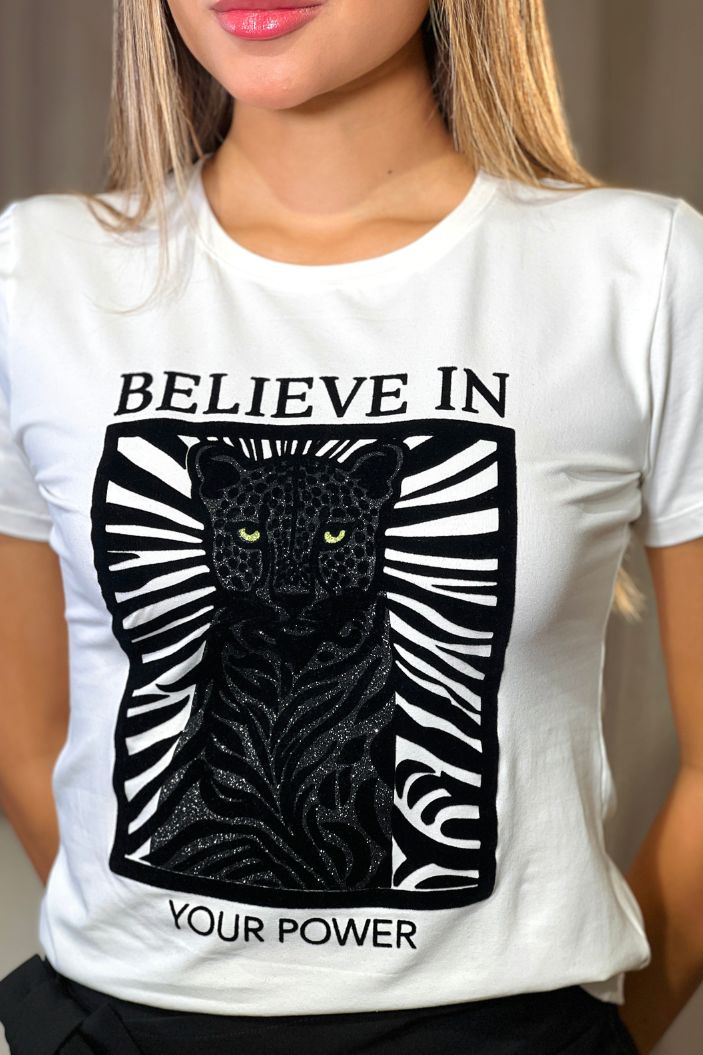 Camiseta DF03050 silueta ajustada para mujer estampada elaborada en algodón dyaboo crudo 1