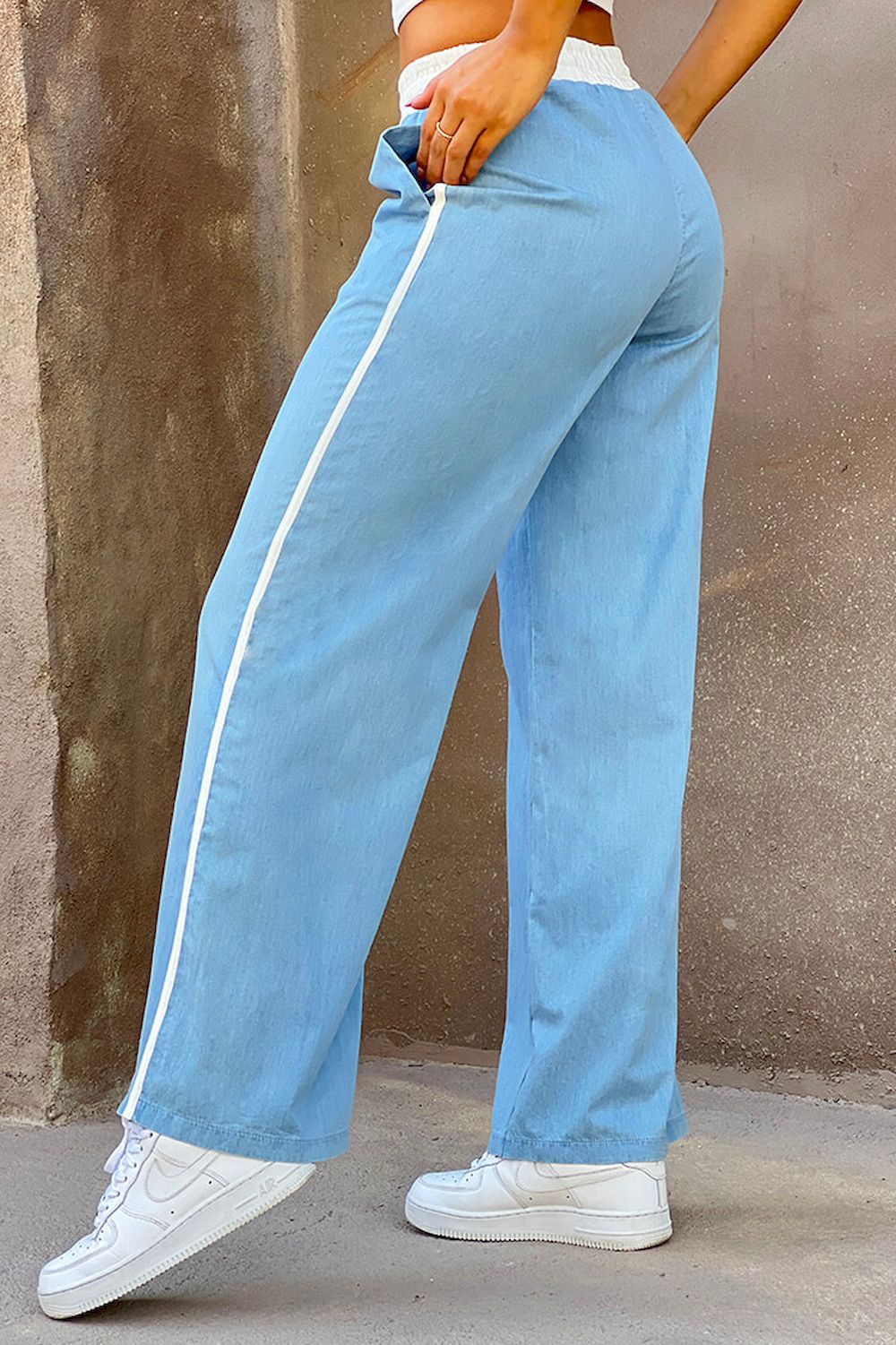 Pantalón Bota Recta DF06100 Elaborado en denim. para mujer dyaboo azul 1