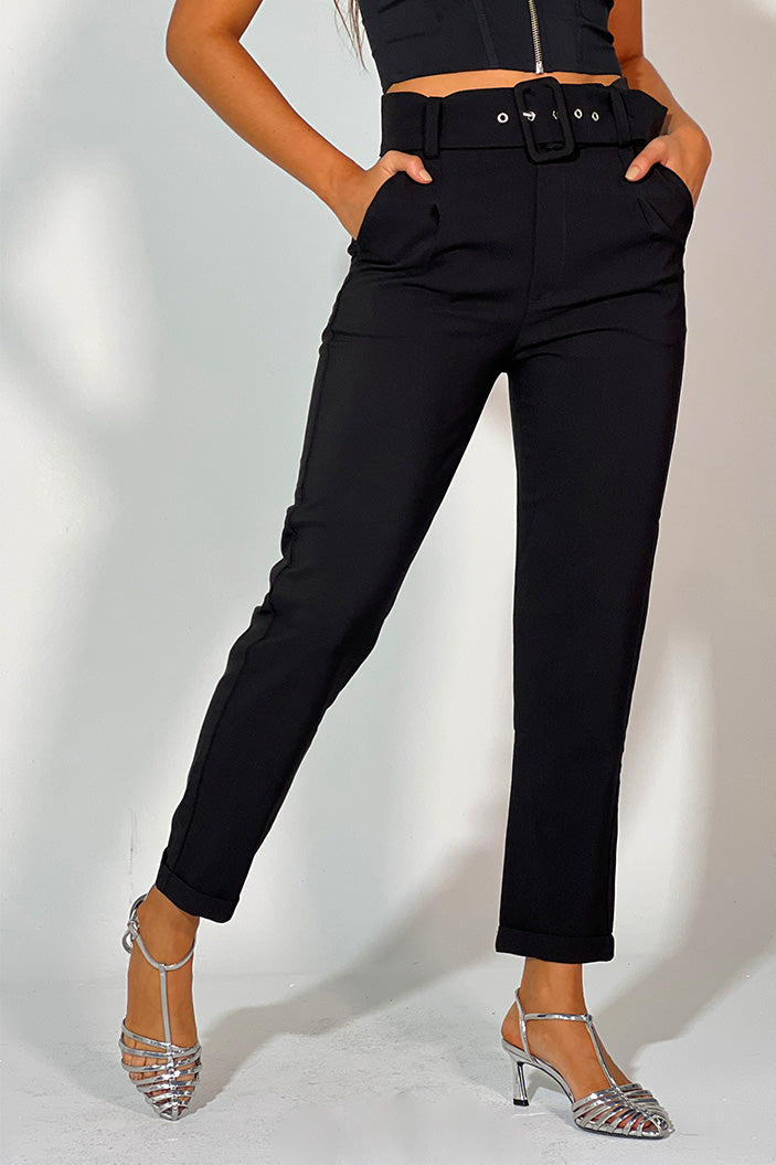 Pantalón con correa clásico para mujer dyaboo 5890035 negro