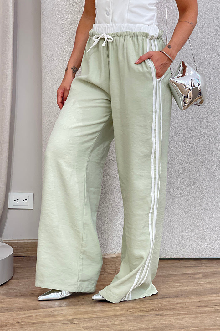 Pantalon Amplio para mujer dyaboo DF06076 verde olivo