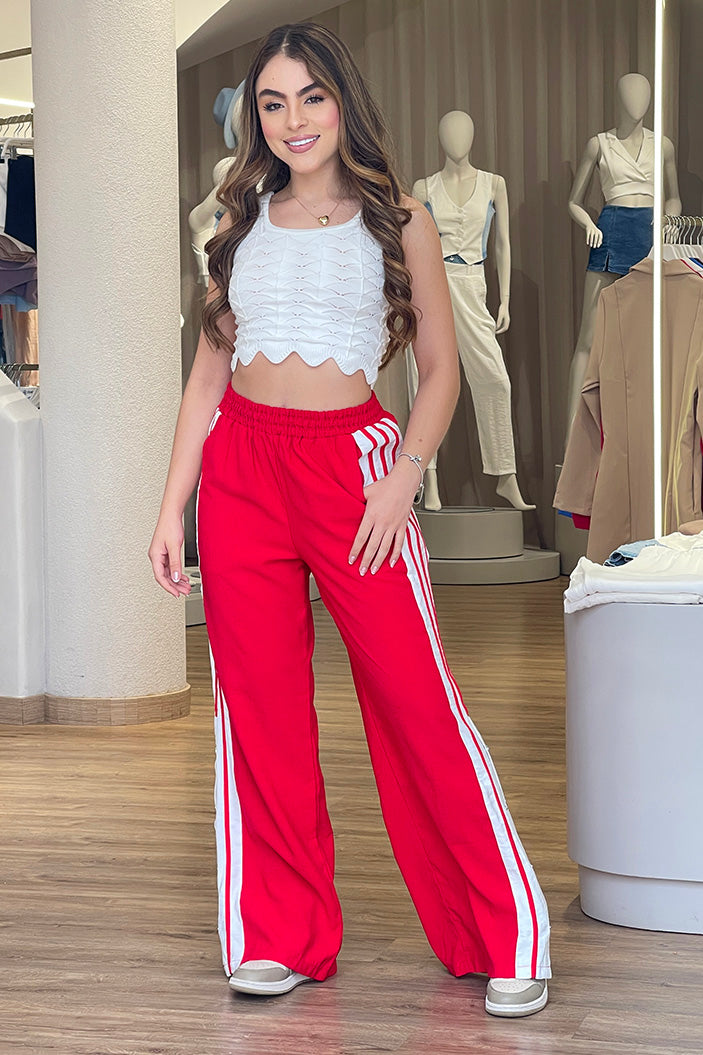 Pantalon Recto para mujer dyaboo DF06093 rojo