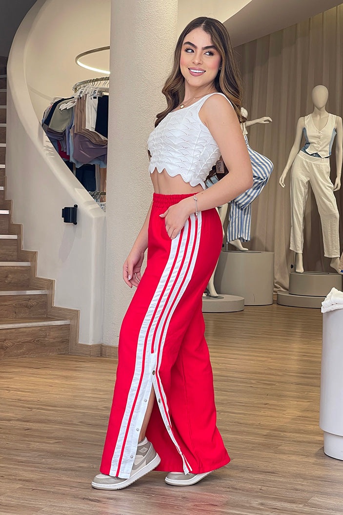 Pantalon Recto para mujer dyaboo DF06093 rojo
