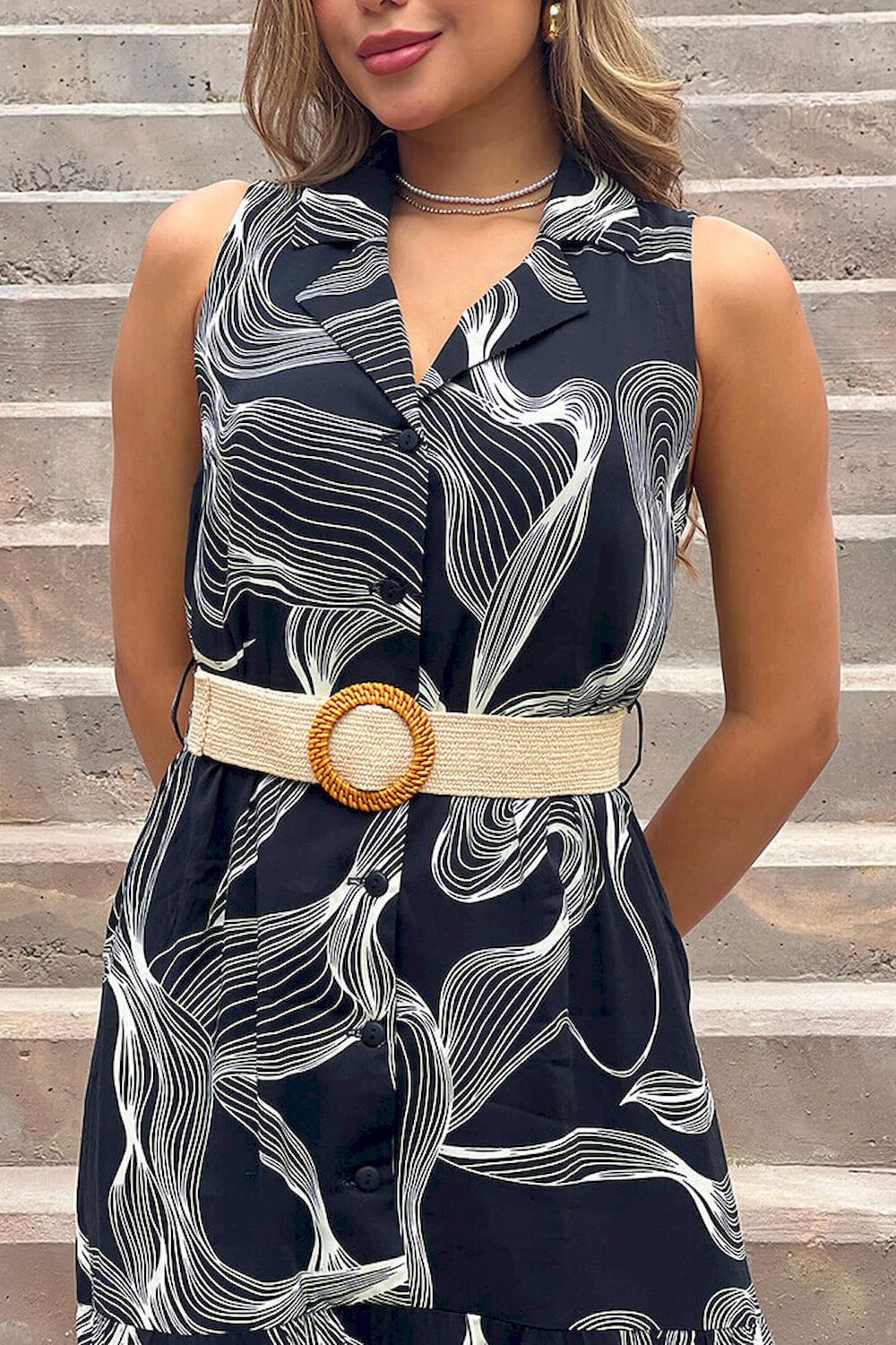Vestido Largo DF10042 estampado para mujer dyaboo negro 01