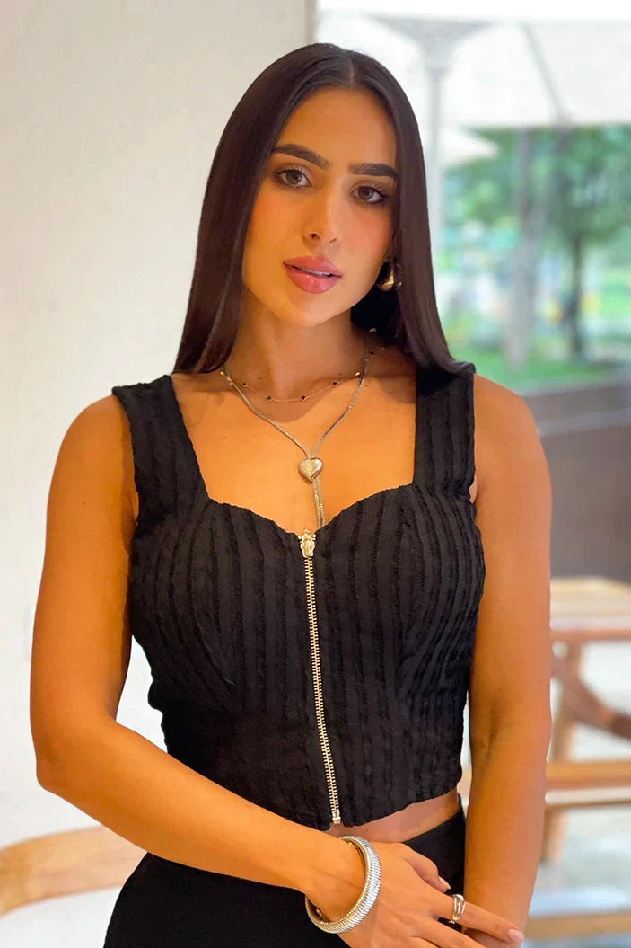 Blusa Corta Sisa DF01977 para mujer dyaboo negro