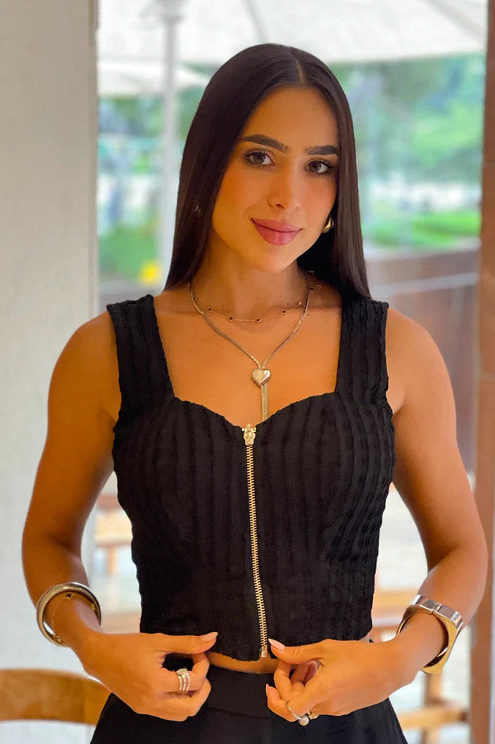 Blusa Corta Sisa DF01977 para mujer dyaboo negro