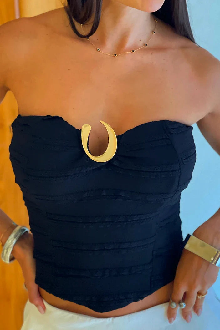 Blusa Corta Straple DF01992 para mujer dyaboo negro