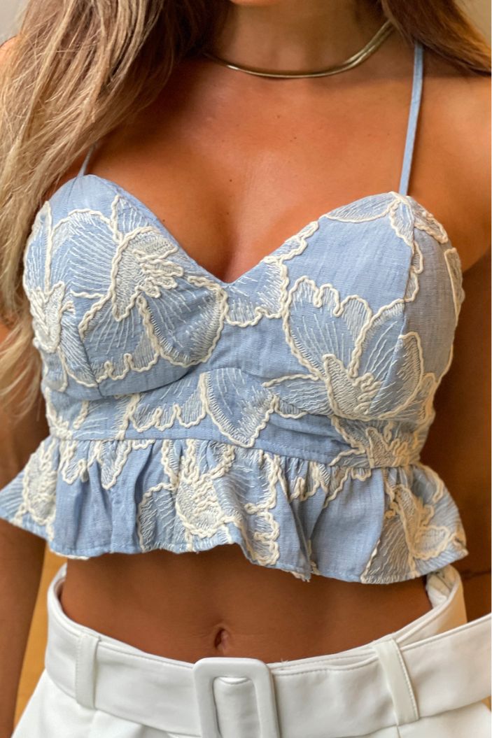 Blusa Corta Tiras DF01903 Para mujer dyaboo Azul