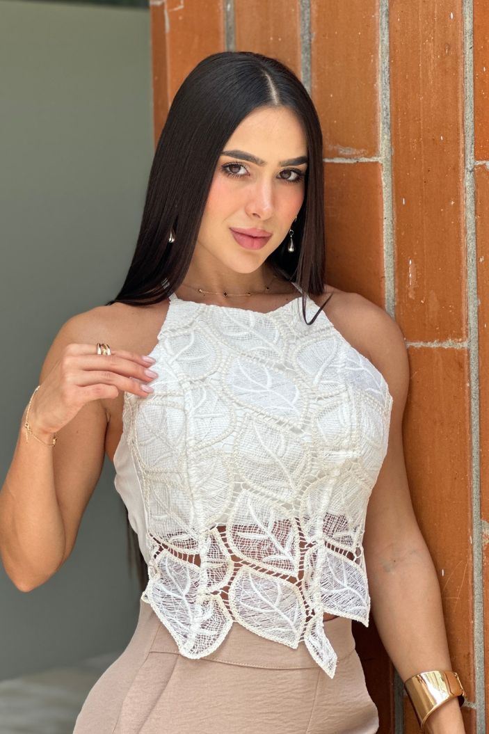 Blusa Corta Tiras DF01936 para mujer dyaboo crudo/blanco