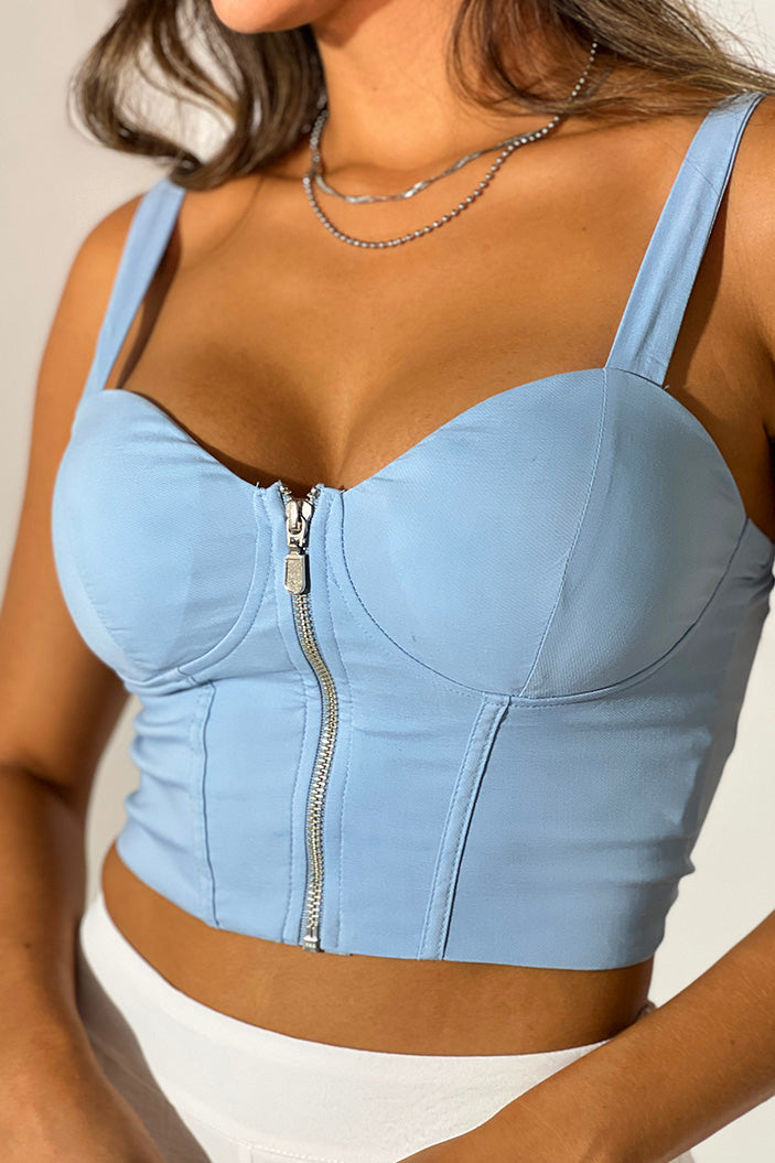 Blusa Corta para mujer dyaboo DF01287 azul celeste cielo