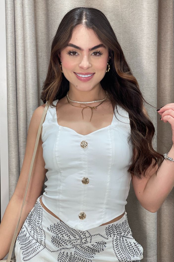 Blusa DF01902 con botones para mujer dyaboo-crudo