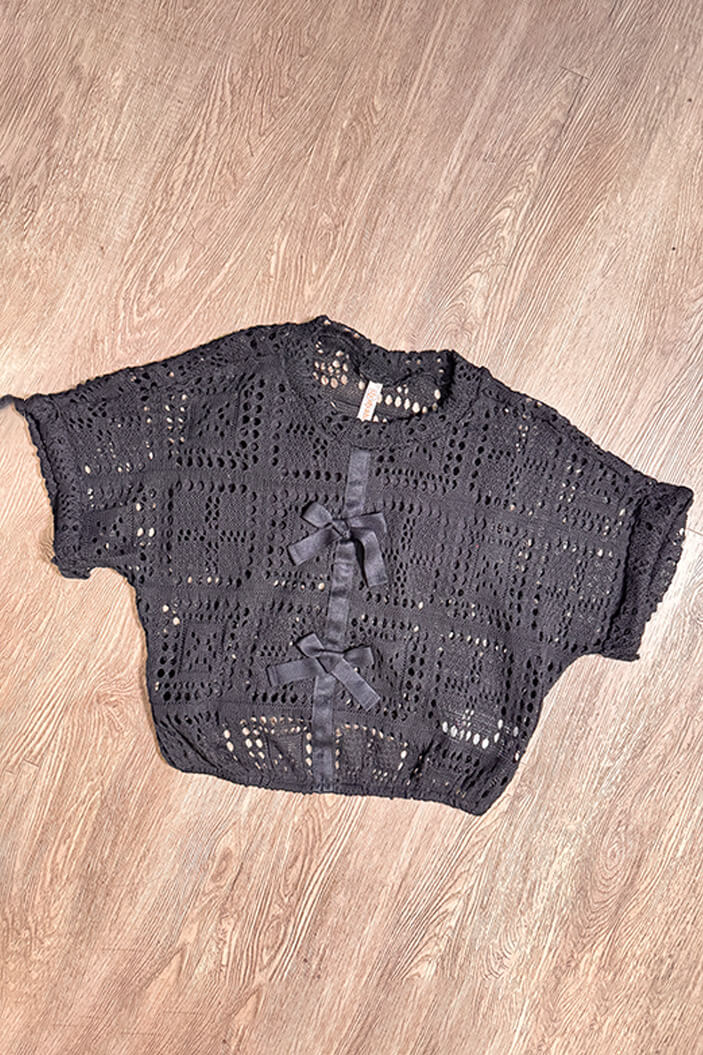 Blusa DF02242 con moños tejida para mujer dyaboo negro 1