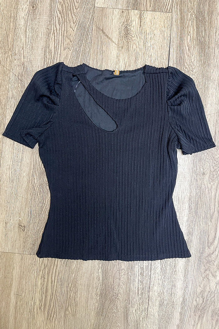 Blusa DF02281 para mujer, elaborada en spandex dyaboo negro