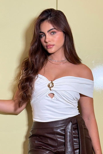 Blusa Larga Bandeja DF02455 para mujer dyaboo crudo/blanco