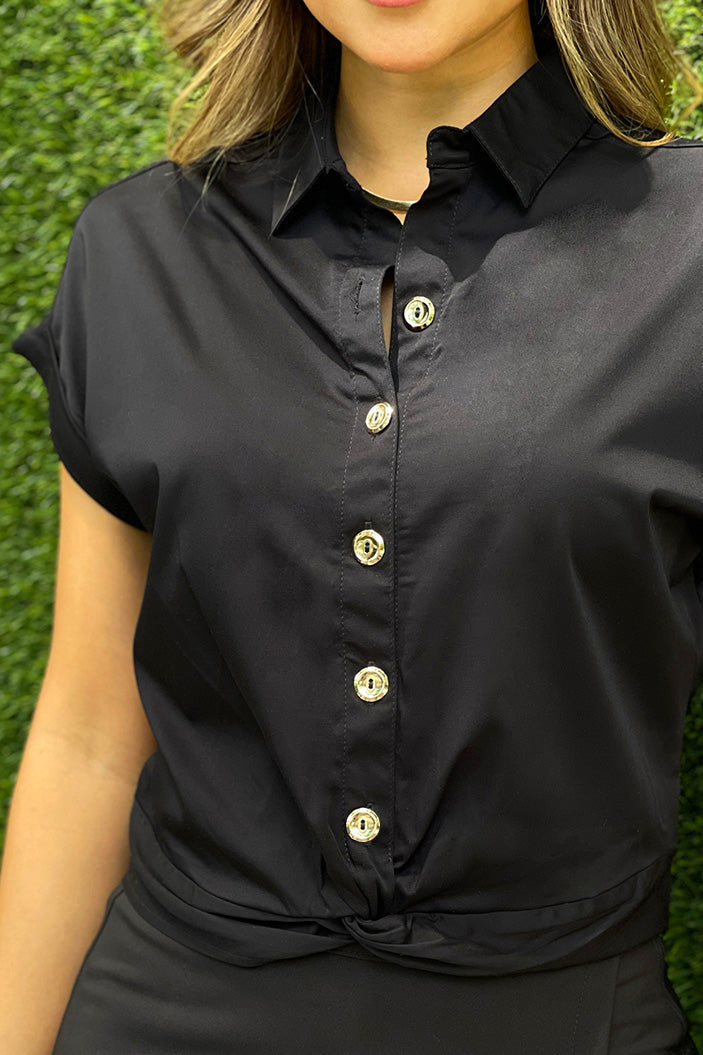 Blusa clásica con un giro moderno Df21307 para mujer dyaboo color negro 1