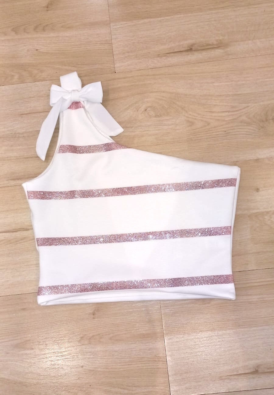 Blusa corta asimetrica solo hombro rosada rosado DF01461