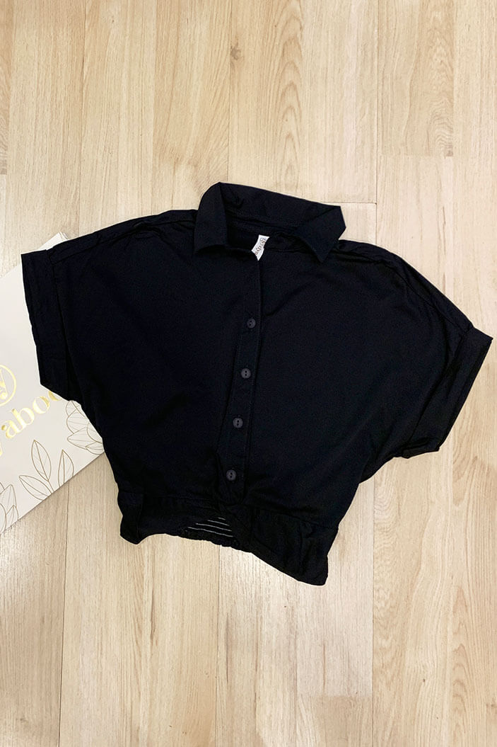 Blusa corta botones para mujer dyaboo DF01471 negro 3