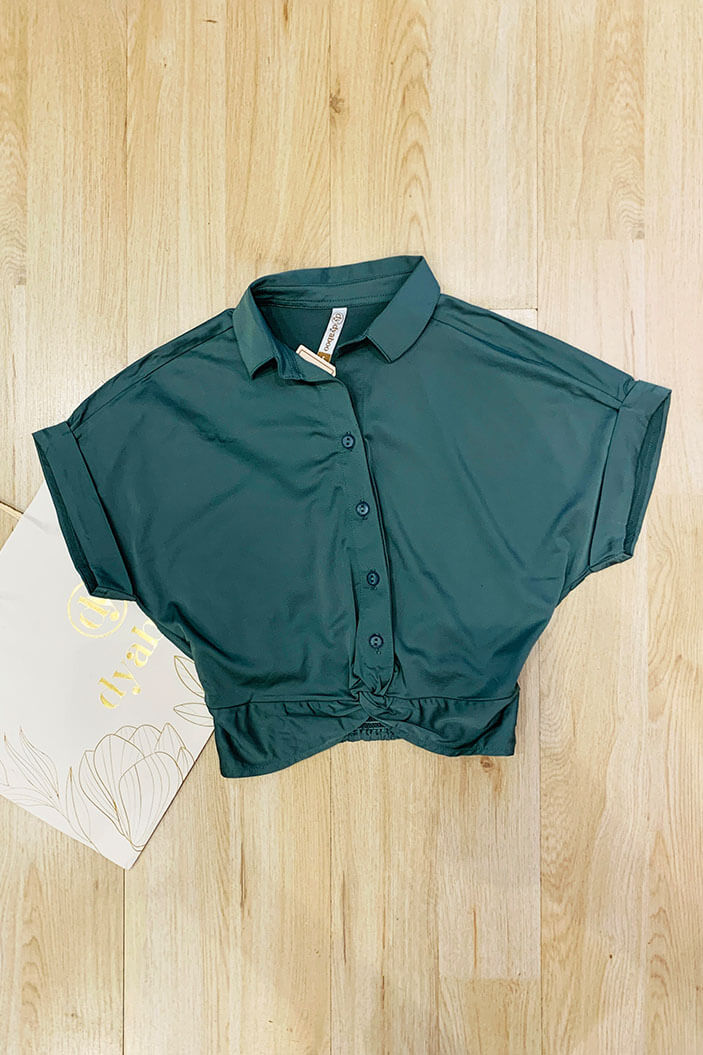 Blusa corta botones para mujer dyaboo DF01471 verde