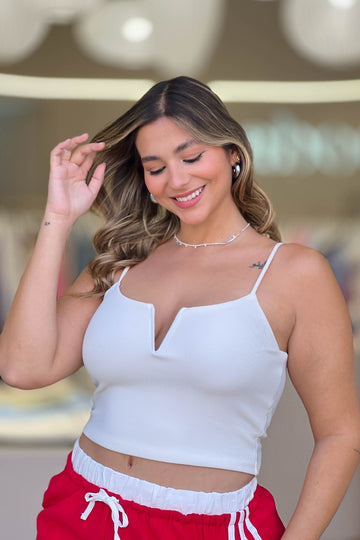 Blusa corta tiras para mujer dyaboo blanca cruda 1101079