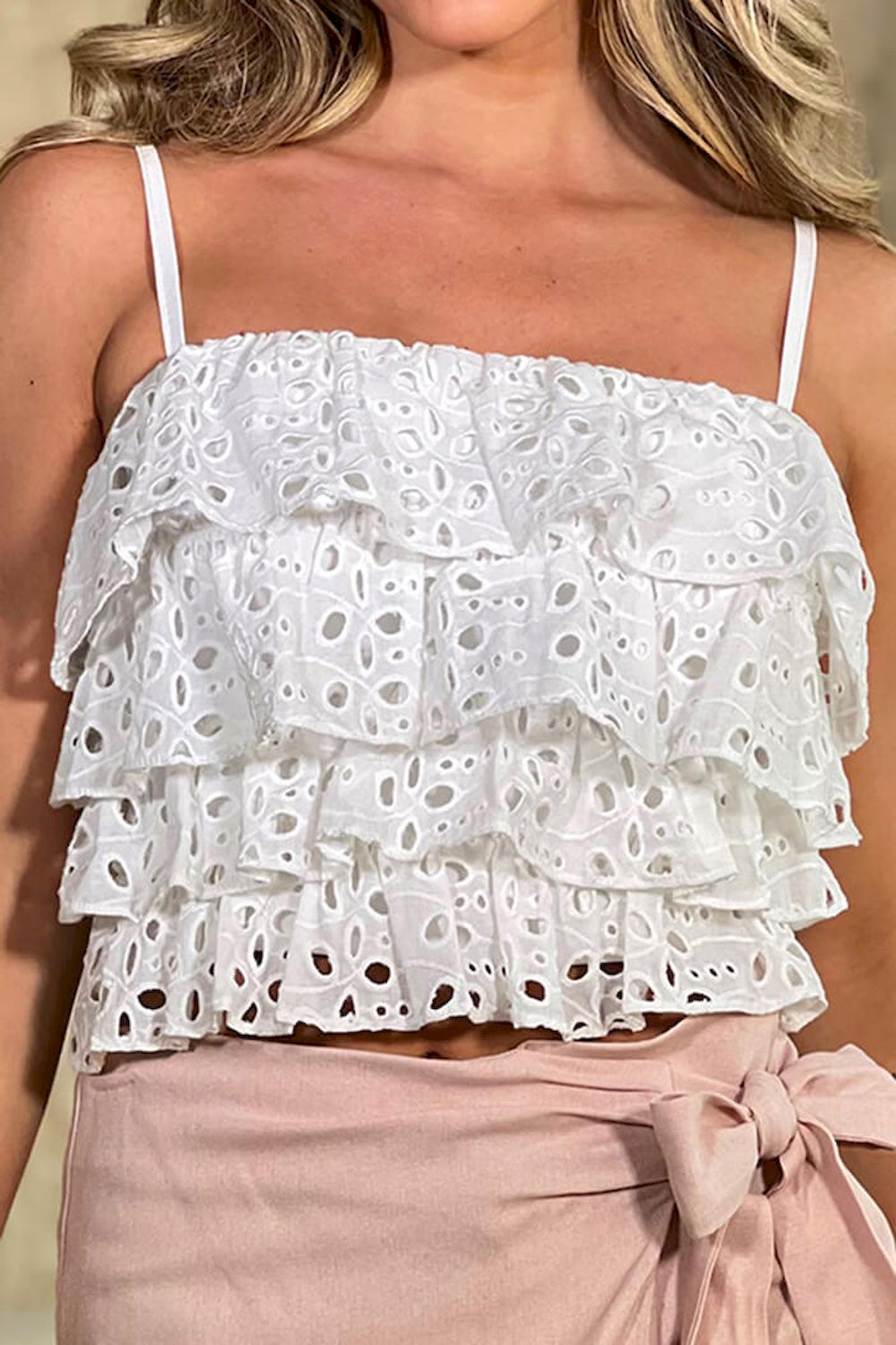 Blusa ojalillo para mujer dyaboo DF01498 cruda blanca