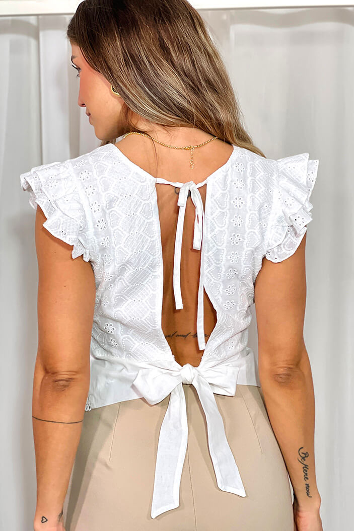 Blusa larga manga corta DF02230 dyaboo crudo blanco