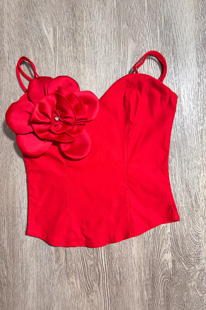 Blusa tiras con flor para mujer dyaboo DF01594 roja 005
