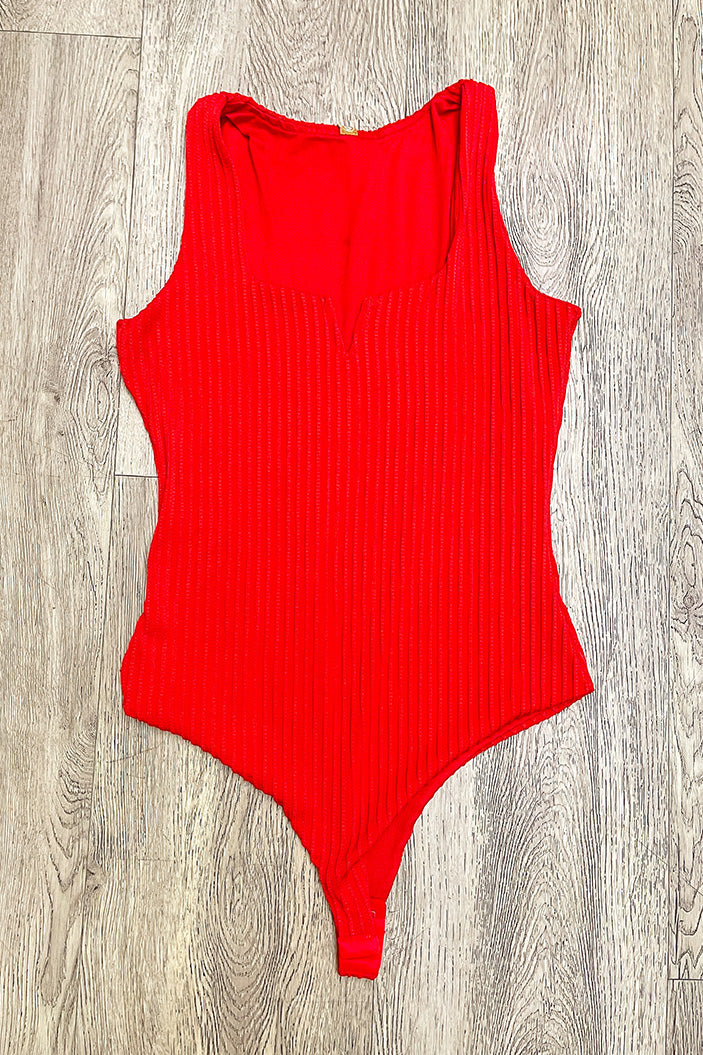 Body DF05031 manga sisa para mujer elaborada en spandex dyaboo rojo