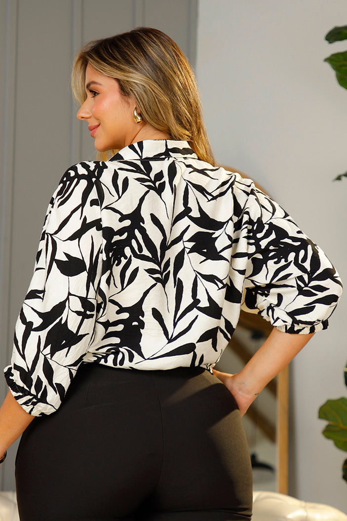 Camisa DP21054 manga larga para mujer elaborada en chalis dyaboo color negro 2