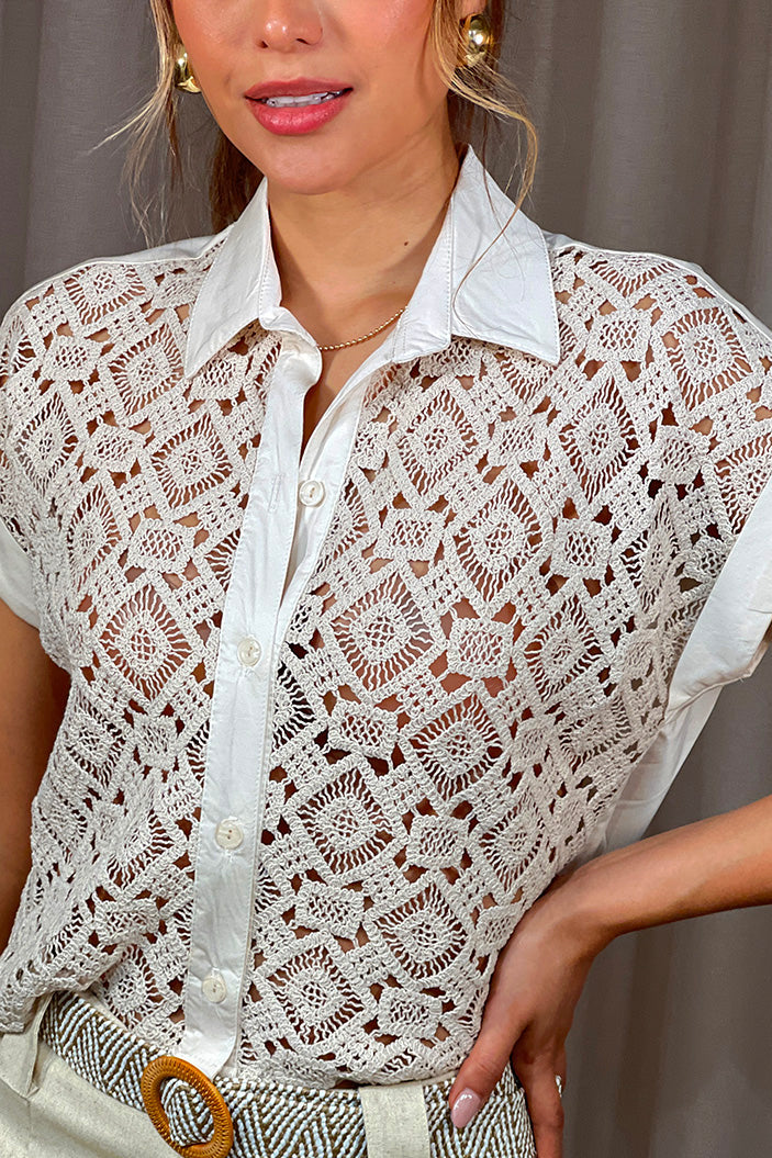 Camisera DF21294 corta ajustable con botones, tejida dyaboo crudo