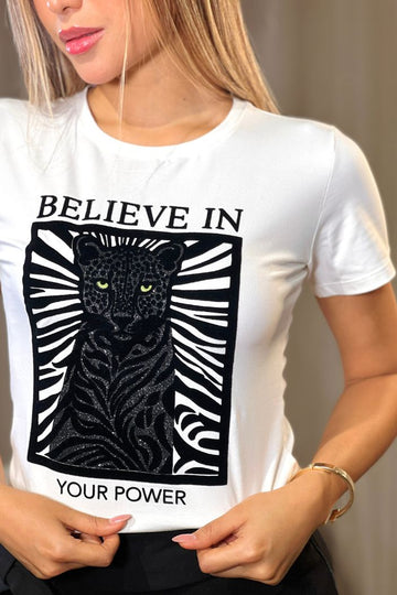 Camiseta DF03050 silueta ajustada para mujer estampada elaborada en algodón dyaboo crudo 3