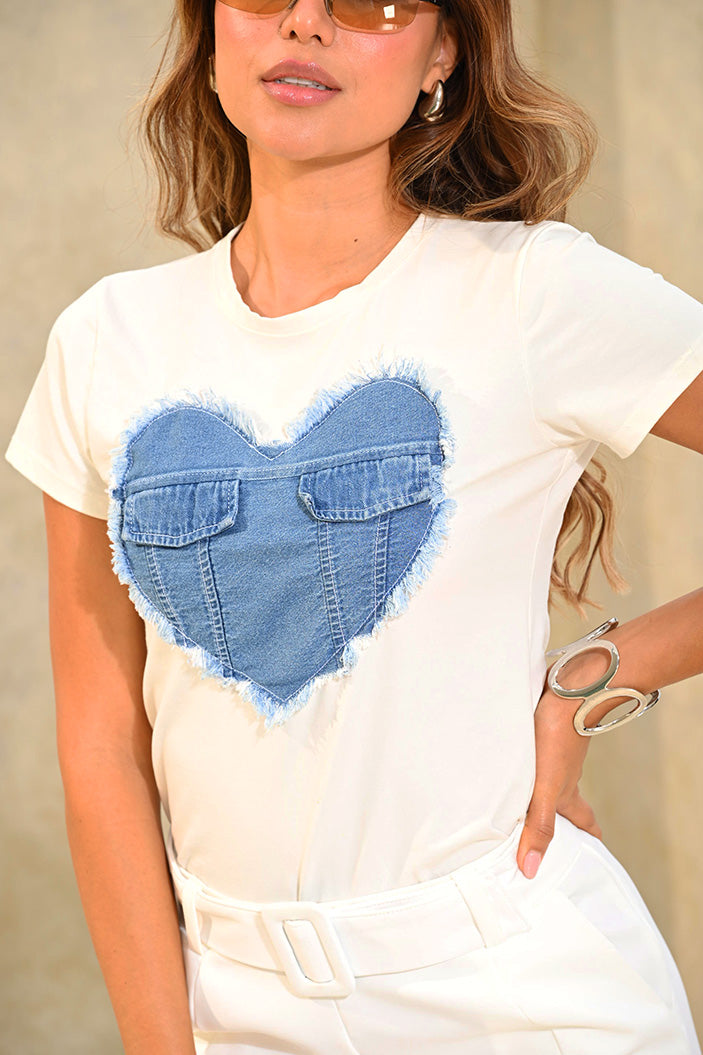 Camiseta Manga Corta DF03069 para mujer dyaboo crudo