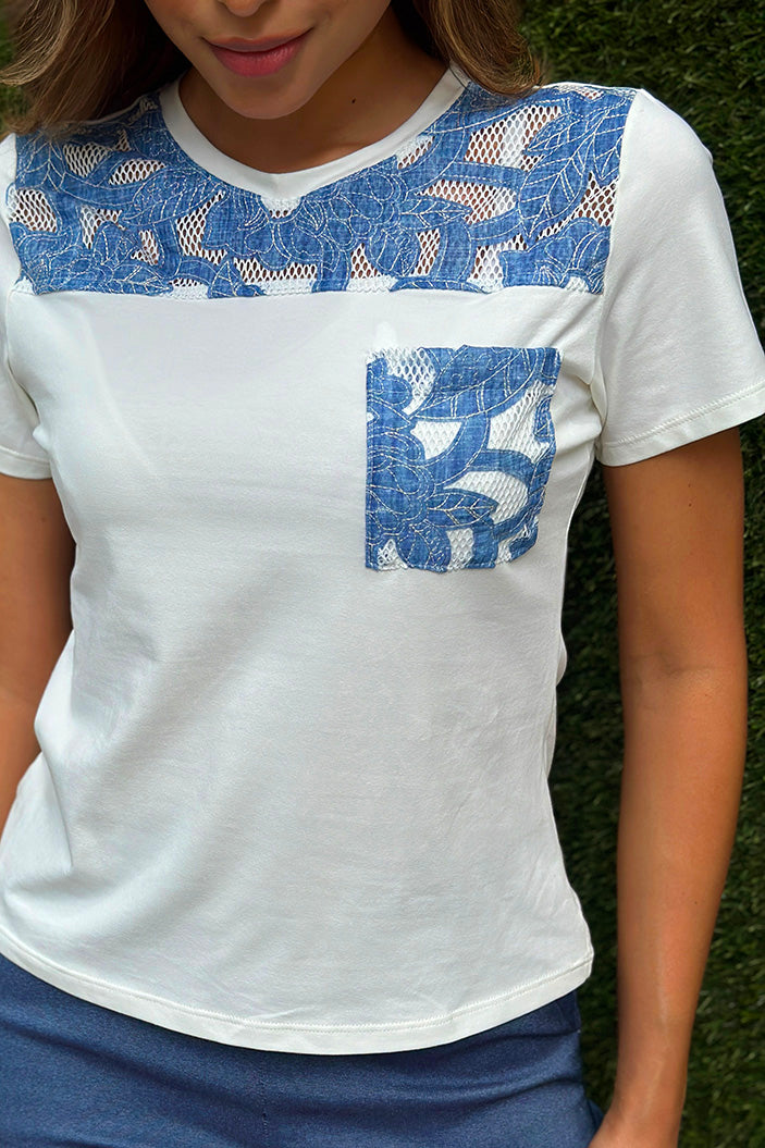 Camiseta silueta suelta Df03064 para mujer dyaboo  color crudo 2