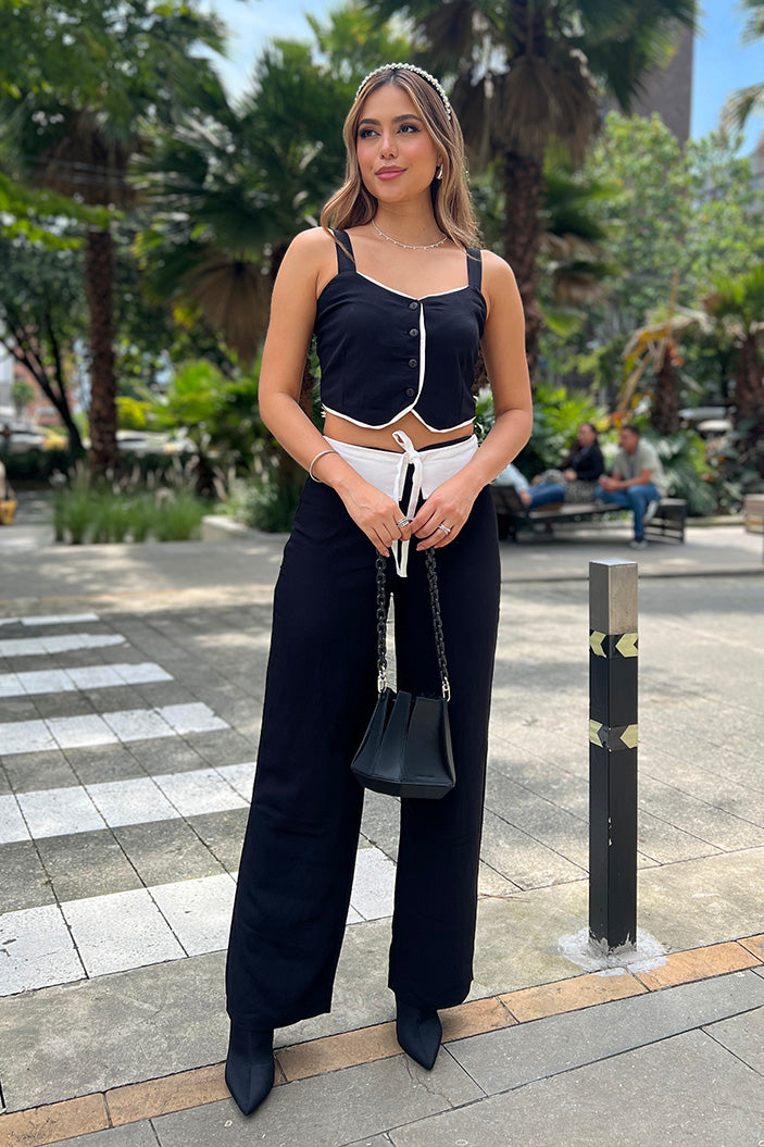 Conjunto Blusa y Pantalón para mujer DF14015 dyaboo negro