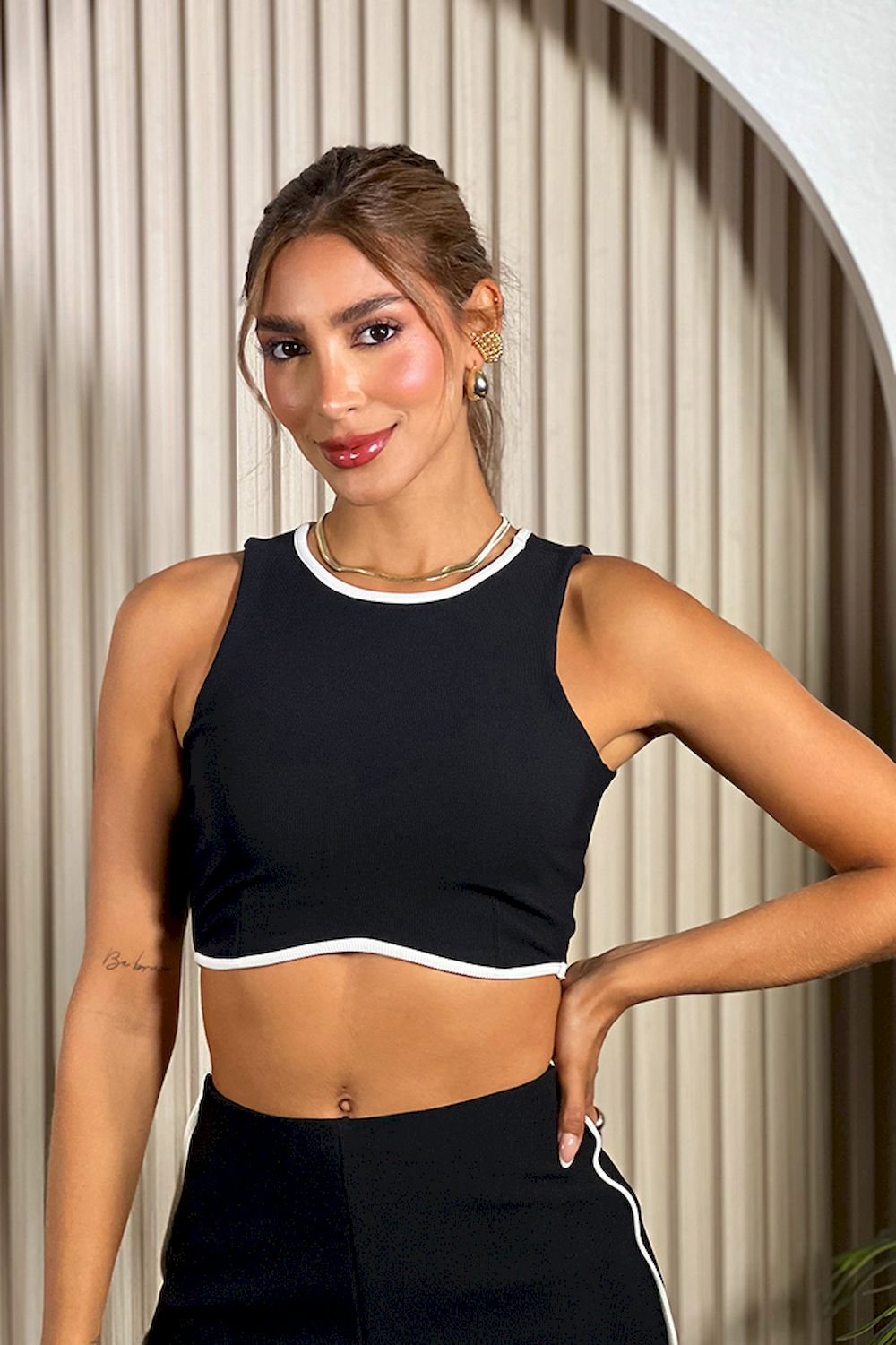 Conjunto set Blusa Pantalón para mujer dyaboo DF14091 negro