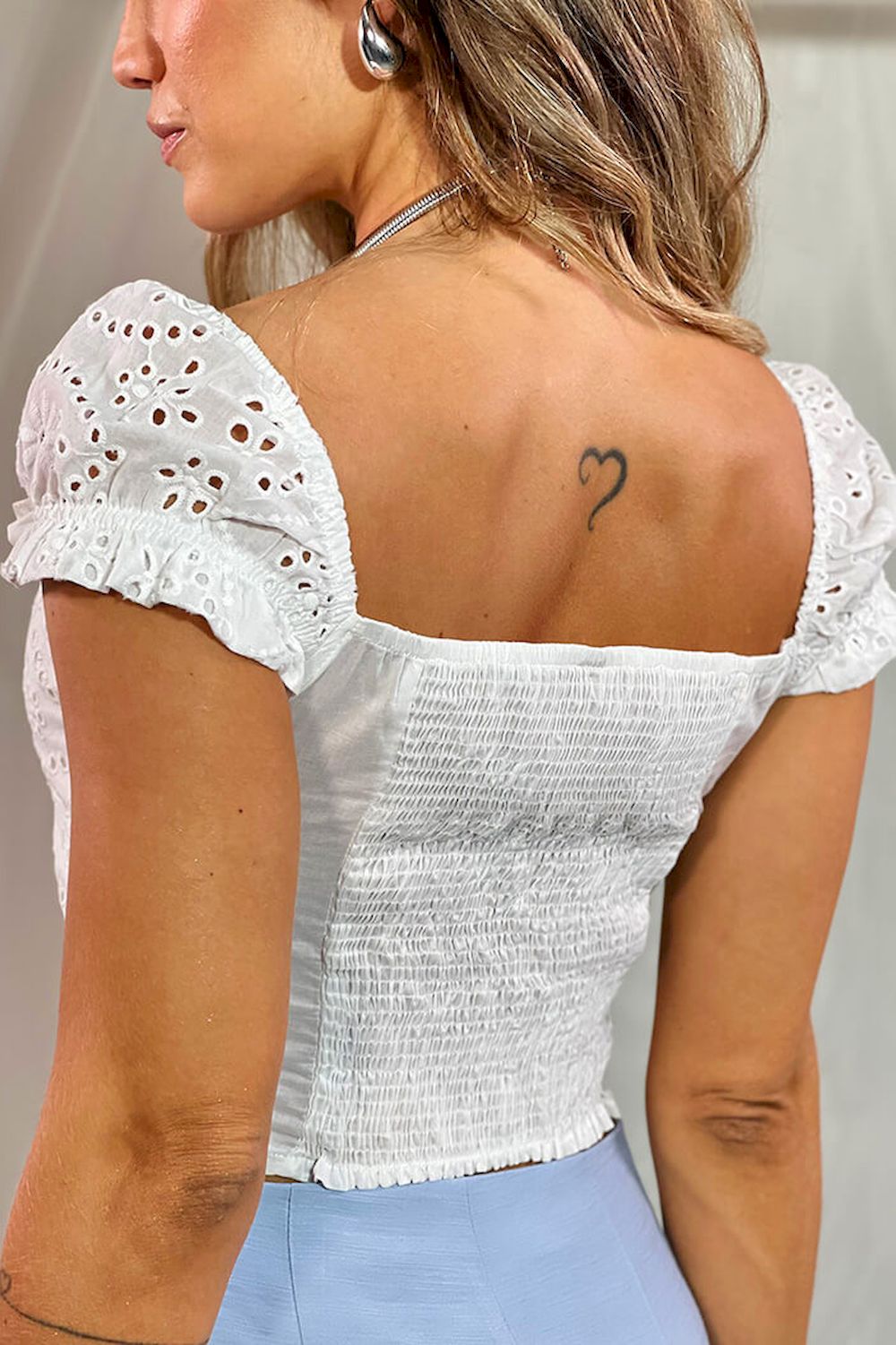 Conjunto set Blusa y Pantalon para mujer dyaboo DF14107 blanco azul celeste