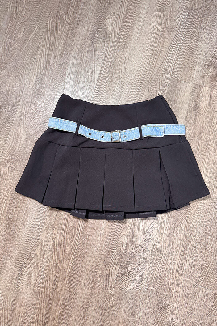 Falda Corta DF07071 hibrida denim para mujer dyaboo negro 006