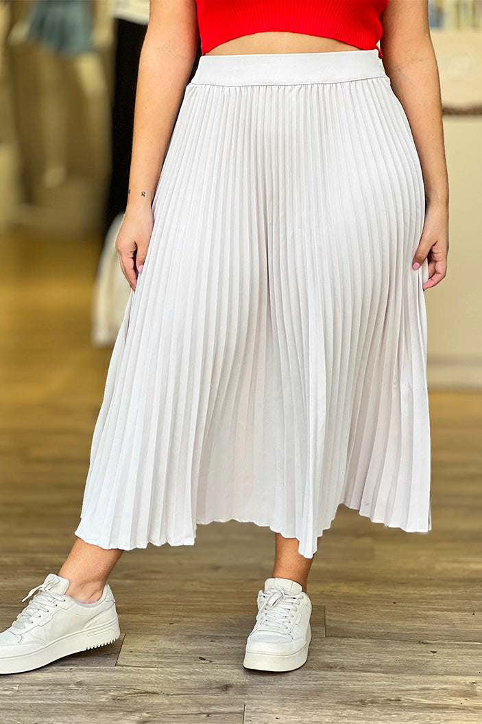 Falda Larga Plisada DF07066  efecto trillado para mujer dyaboo beige 1