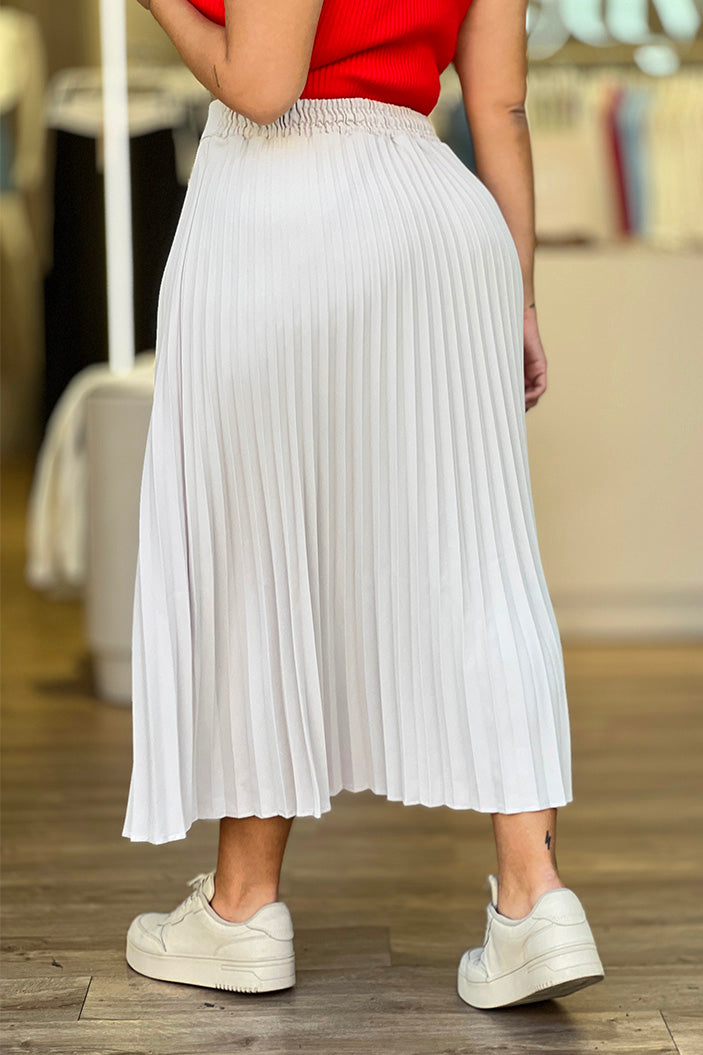 Falda Larga Plisada DF07066  efecto trillado para mujer dyaboo beige 1