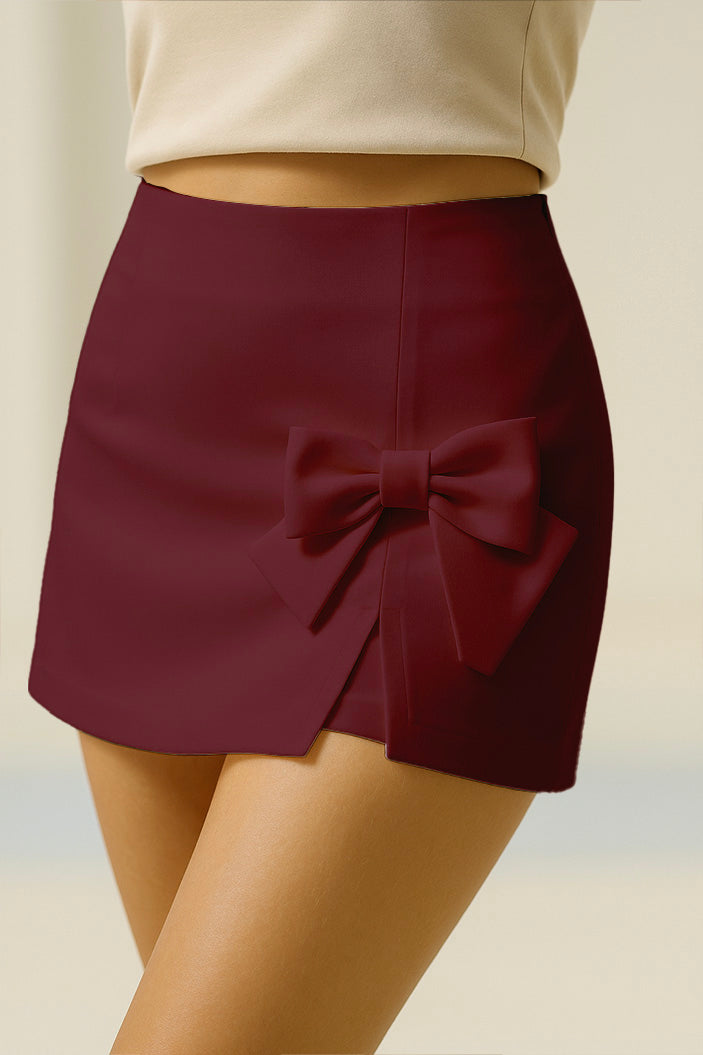 Falda short DF08112 silueta ajustada para mujer, elaborada en poliéster dyaboo color vinotinto