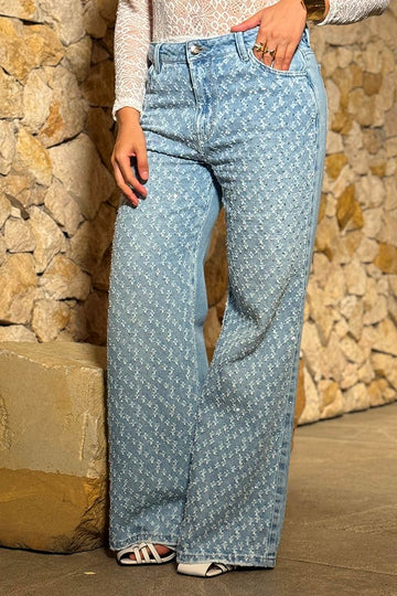 Jean Palazzo SF22017 para mujer dyaboo indigo claro