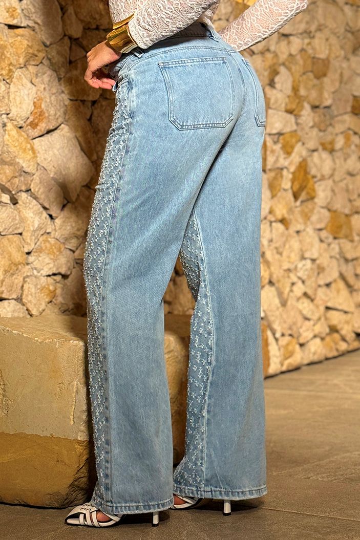 Jean Palazzo SF22017 para mujer dyaboo indigo claro