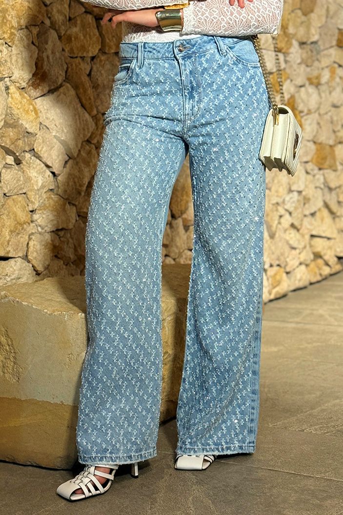 Jean Palazzo SF22017 para mujer dyaboo indigo claro