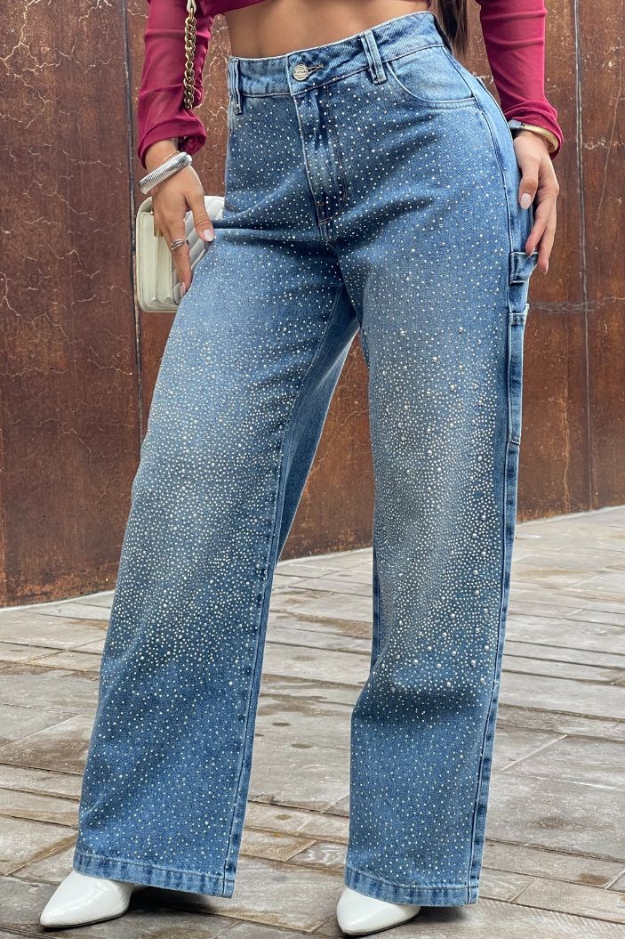 Jean Palazzo SF22020 para mujer dyaboo indigo