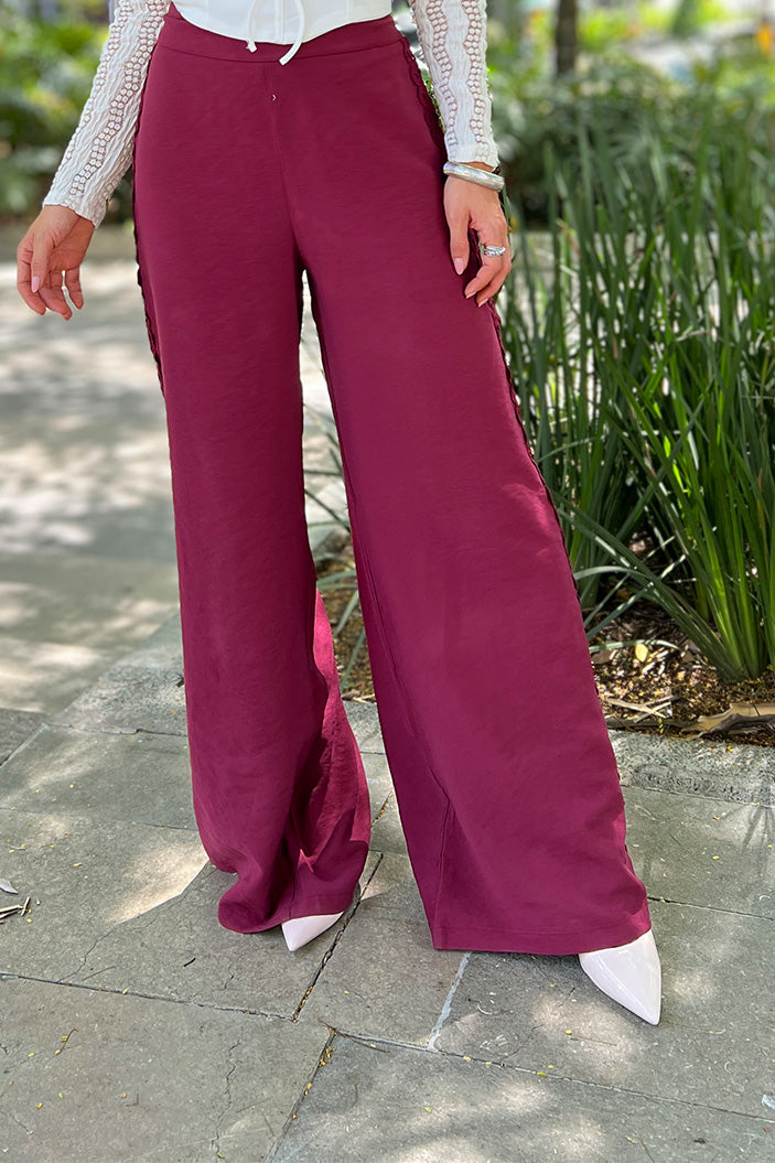 Pantalón DF06120 para mujer dyaboo vinotinto