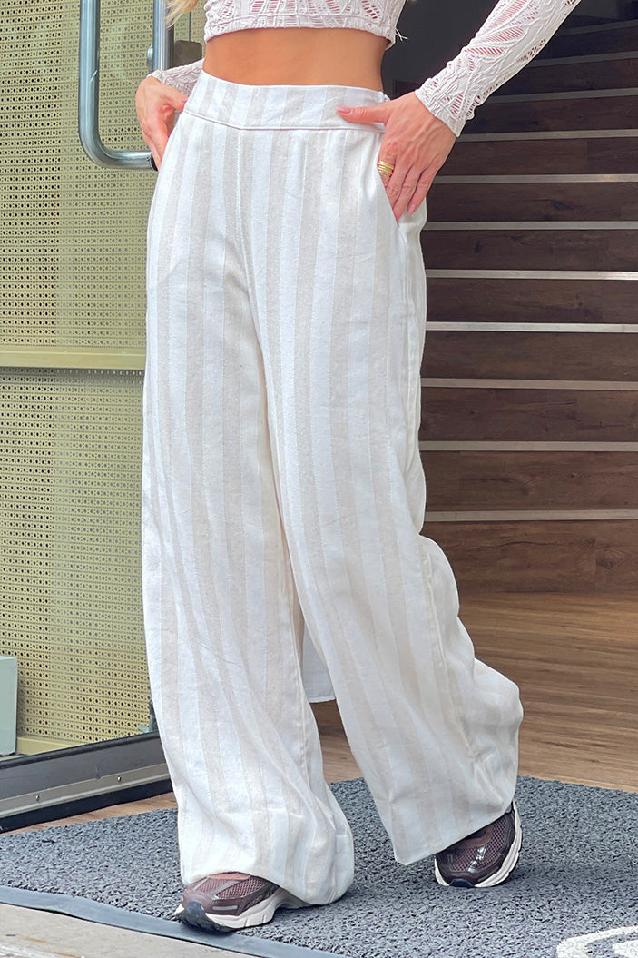 Pantalón DF06128 para mujer dyaboo beige 3